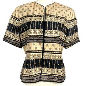 Adrianna Papell Beaded Short Sleeve Silk Cocktail Dressy Blazer Size 12
